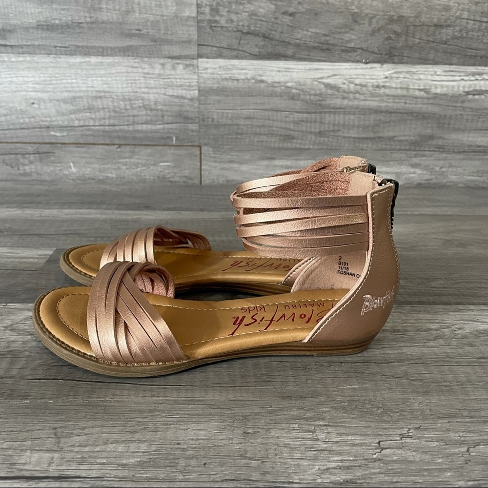 Blowfish Malibu For Kids Wedge Ankle Strap Sandal Open Toe Size 2 Pink